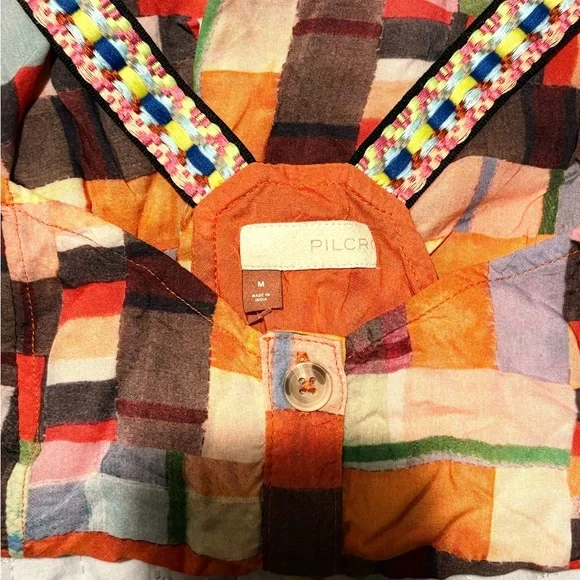 Anthropologie Pilcro Abstract patchwork print Peplum Tank M - Picture 6 of 10